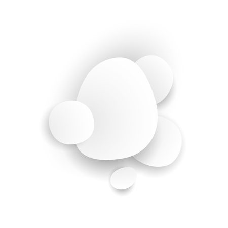 Total white abstract composition. Smooth 3d flat figures with shadows.のイラスト素材