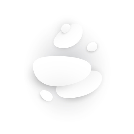 Total white abstract composition. Smooth 3d flat figures with shadows.のイラスト素材