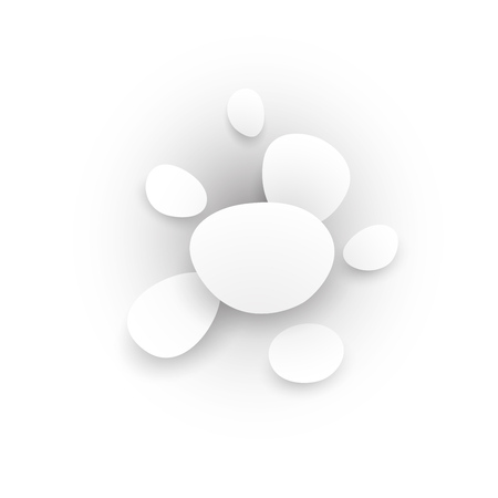 Total white abstract composition. Smooth 3d flat figures with shadows.のイラスト素材