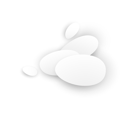 Total white abstract composition. Smooth 3d flat figures with shadows.のイラスト素材