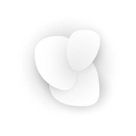Total white abstract composition. Smooth 3d flat figures with shadows.のイラスト素材
