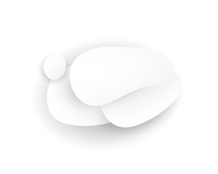 Total white abstract composition. Smooth 3d flat figures with shadows.のイラスト素材
