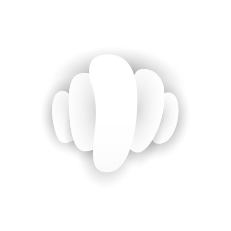 Total white abstract composition. Smooth 3d flat figures with shadows.のイラスト素材