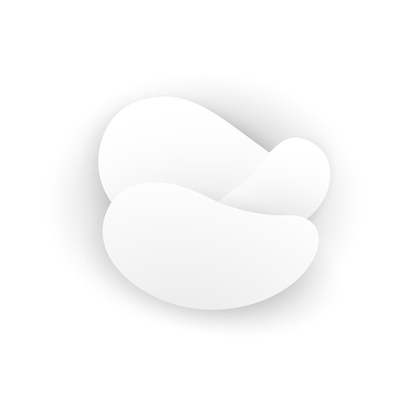 Total white abstract composition. Smooth 3d flat figures with shadows.のイラスト素材