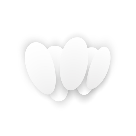 Total white abstract composition. Smooth 3d flat figures with shadows.のイラスト素材