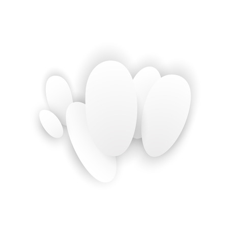 Total white abstract composition. Smooth 3d flat figures with shadows.のイラスト素材