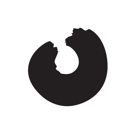Black hand drawn o symbol on white background. Unclosed zero signのイラスト素材