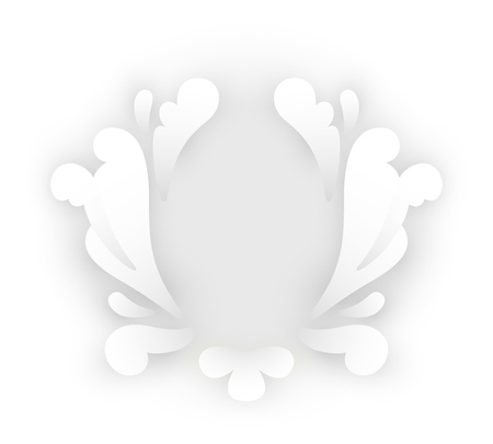 White floral elements. Frame with shadow isolated on white backgroundのイラスト素材