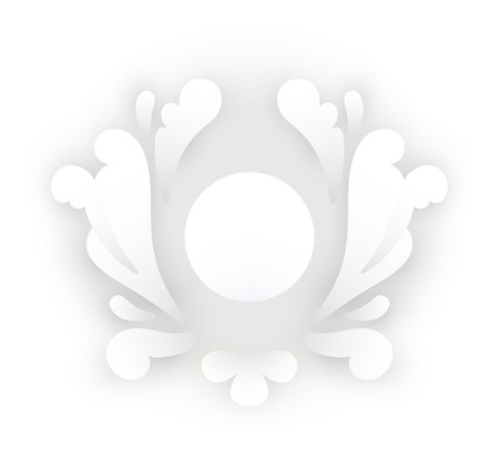 White floral elements. Frame with shadow isolated on white backgroundのイラスト素材