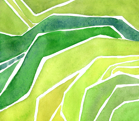Watercolor rice or tea plantation on cascades fieldの写真素材