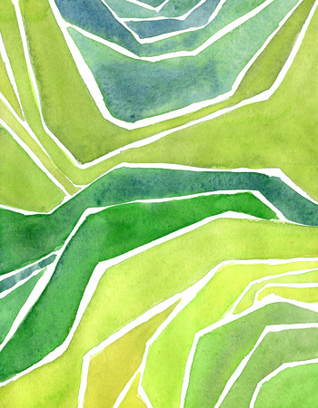 Watercolor rice or tea plantation on cascades fieldの写真素材
