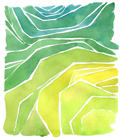 Watercolor rice or tea plantation on cascades fieldの写真素材