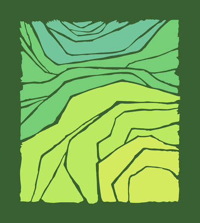 Rice or tea plantation on cascades field, vector illustration, top viewのイラスト素材