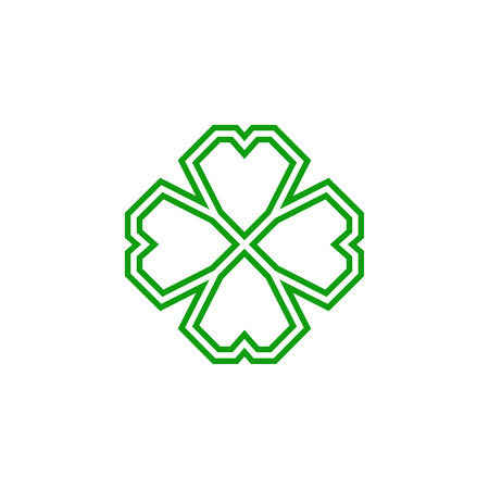 Four leaf green shamrock in Celtic style, St Patrick's day vector line clover pictogramのイラスト素材