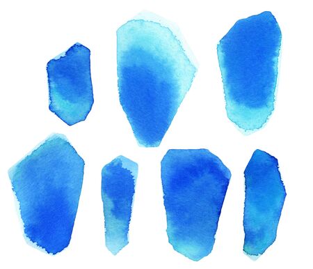 Flat watercolor crystal isolated on white background. Set of gemstone shapesの写真素材