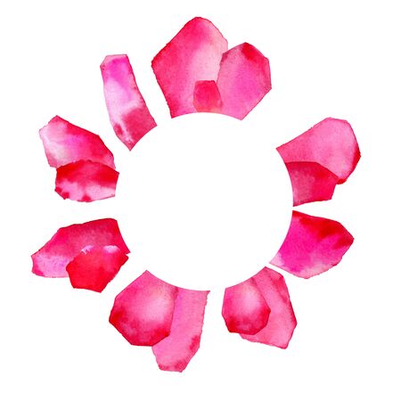 Flat watercolor crystal shapes isolated on white background. Frame with space for textの写真素材