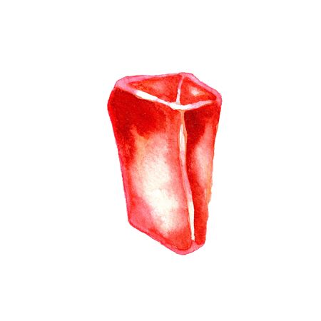 Watercolor crystal isolated on white background. Vivid red gemstoneの写真素材