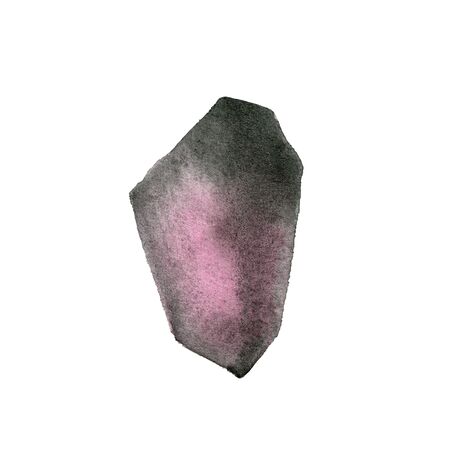 Watercolor crystal isolated on white background. Dark gemstoneの写真素材