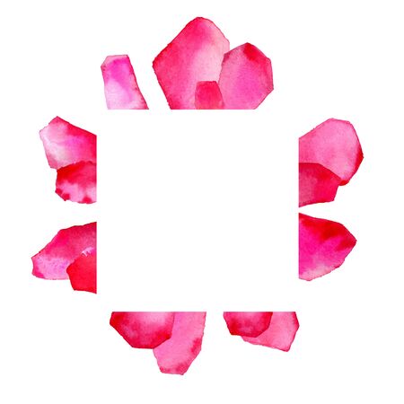Flat watercolor crystal shapes isolated on white background. Frame with space for textの写真素材