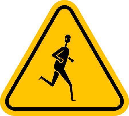 Running man on road sign isolated on white background.のイラスト素材