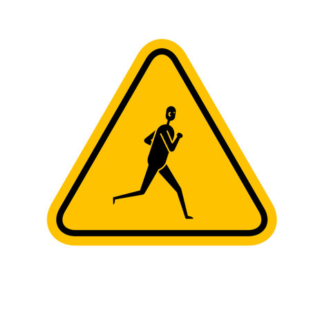 Running man on road sign isolated on white background.のイラスト素材
