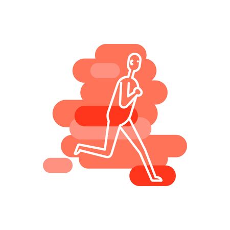 Human running position. White abstract figure on colorful backdropのイラスト素材
