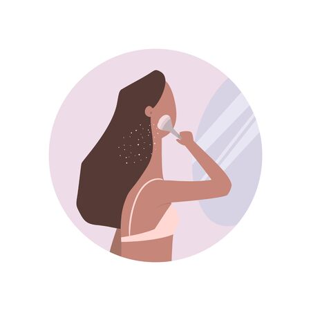 Icon of make-up girl isolated on white. Flat style illustrationのイラスト素材