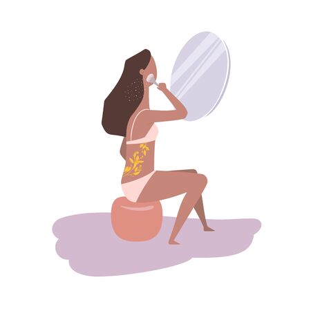 Icon of make-up girl isolated on white. Flat style illustrationのイラスト素材