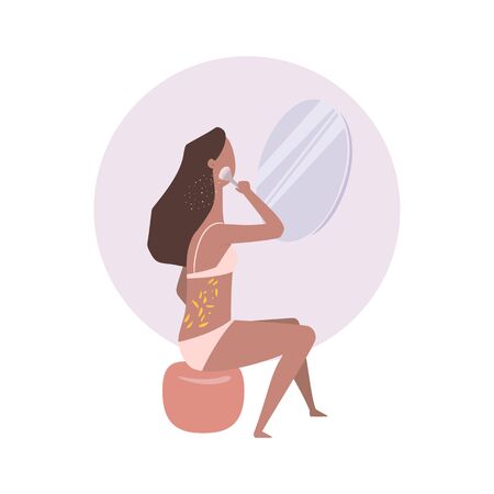 Icon of make-up girl isolated on white. Flat style illustrationのイラスト素材