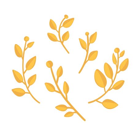 Doodle hand drawn tree branches with leaves isolated on whiteのイラスト素材