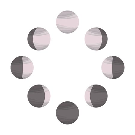 Powdery pink moon icons on white, phases of the Moonの写真素材
