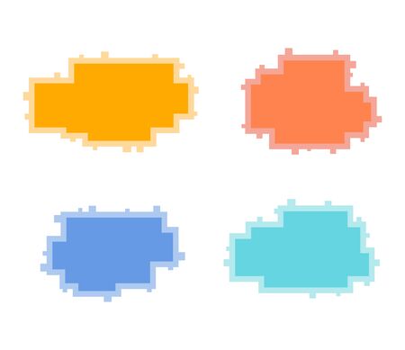 Set of message boxes. Colorful pixel speech bubblesのイラスト素材