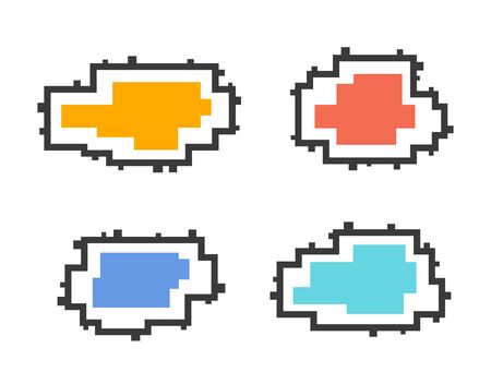 Set of message boxes. Colorful pixel speech bubblesのイラスト素材