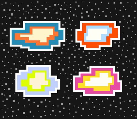 Set of message boxes. Colorful pixel speech bubblesのイラスト素材