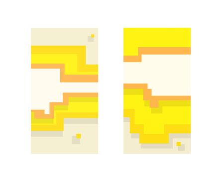 Set of yellow and orange abstract colorful pixel art flyerのイラスト素材