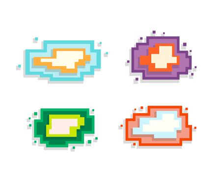 Set of message boxes. Colorful pixel speech bubblesのイラスト素材