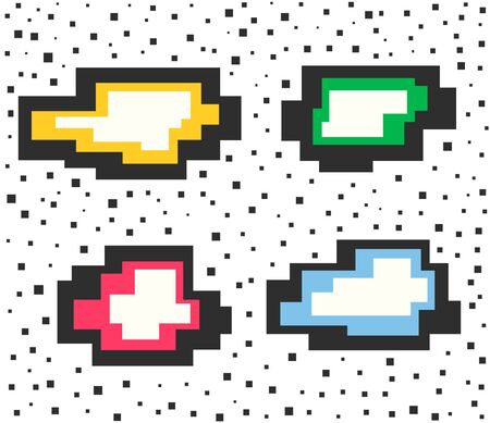 Set of message boxes. Colorful pixel speech bubblesのイラスト素材