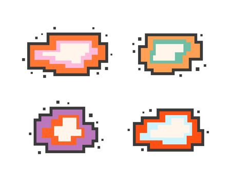 Set of message boxes. Colorful pixel speech bubblesのイラスト素材