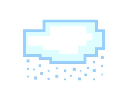 Vector pixel art cloud with falling snow isolated on whiteのイラスト素材