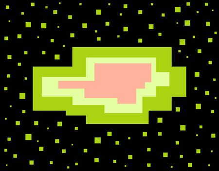 Vector pixel speech bubble. Message box with space for text. Abstract pixel art backgroundのイラスト素材
