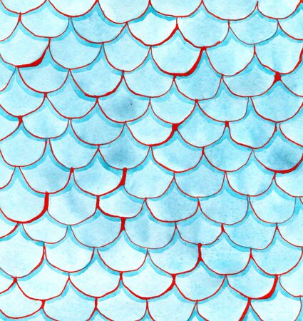 Variation of fishscale pattern, decorative style, watercolorの写真素材