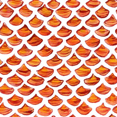 Variation of fishscale pattern, decorative style, watercolorの写真素材