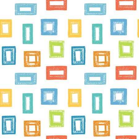 Colorful frames on white background. Seamless patternのイラスト素材