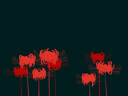 Hand drawn red spider lily silhouette isolated on dark backgroundのイラスト素材