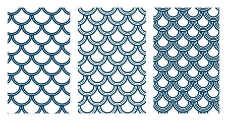 Variation of fishscale seamless pattern, decorative styleのイラスト素材