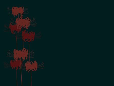 Hand drawn red spider lily silhouette isolated on dark backgroundのイラスト素材