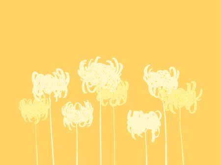 Stylized Chrysanthemum flowers. Silhouette isolated on yellowのイラスト素材