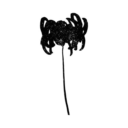 Stylized Chrysanthemum flower. Black silhouette isolated on whiteのイラスト素材