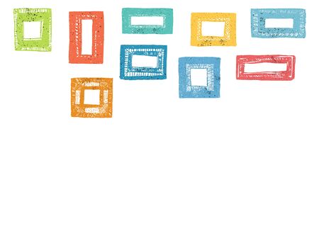 Colorful frames with grunge texture isolated on white backgroundのイラスト素材