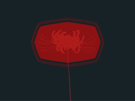 Hand drawn red spider lily silhouette isolated on dark backgroundのイラスト素材